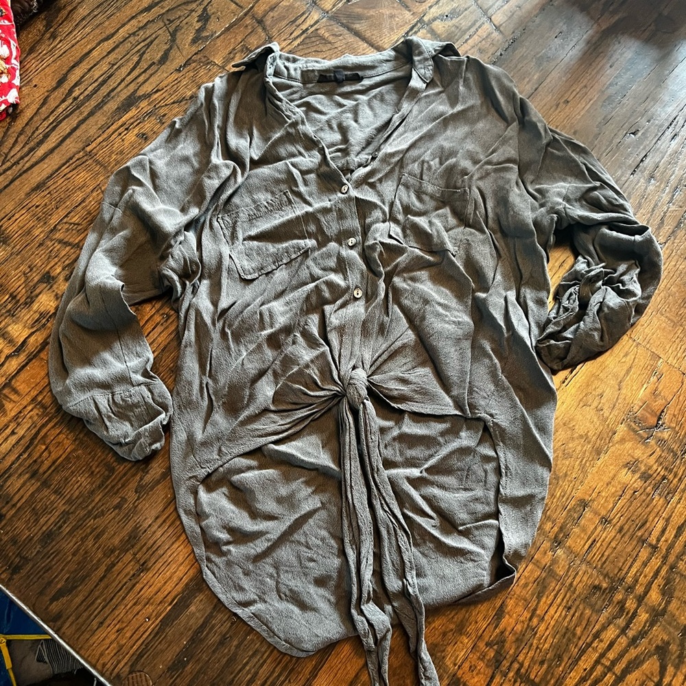 tie front button down